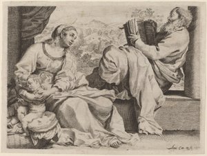 La Sagrada Familia con San Juan Bautista de Annibale Carracci