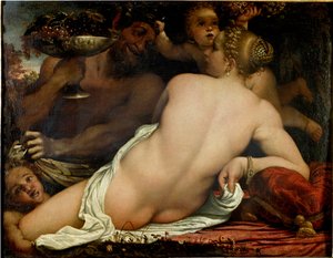 La bacante, Venus, sátiro y dos cupidos (detalle)