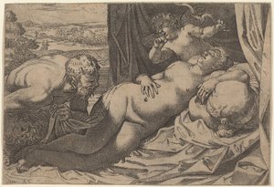 Venus y un sátiro de Annibale Carracci