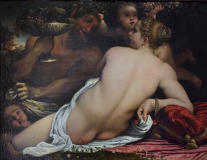 Venus, dos sátiros y Cupido de Annibale Carracci