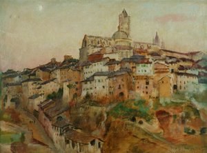 La ciudad de Siena (óleo sobre lienzo) de Annie Louisa Swynnerton