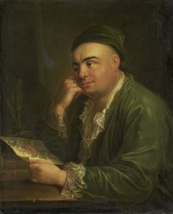 Un hombre con un dibujo de flores, llamado Retrato de Jacob Feitama Jr, Comerciante en Amsterdam de Anonymous