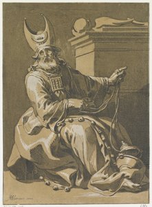 Aarón sentado junto al Arca de la Alianza