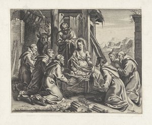 Adoración del Niño Jesús por los monjes de Anonymous
