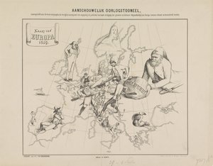 Escena de guerra visual / Mapa de Europa en 1859 (título sobre el objeto)