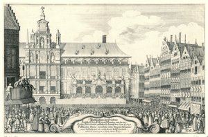 Afkondiging van de Vrede van Munster te Antwerp, 1648 Publicación de Paz entre Vuestros K.M. de Hispania, y de[r] Países Bajos unidos. hecho en Antorff, 5 de junio de 1648 AO (título sobre el objeto) Publicatio Pacis, conclusae inter Regem His de Anonymous