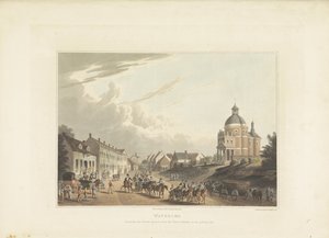 Afvoer van Franse kanonnen puerta Waterloo Waterloo. Transporte del cañón francés desde el campo de batalla, el 24 de julio de 1815 (título sobre el objeto) de Anonymous
