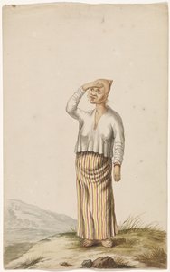 Mujer albina con la mano sobre los ojos