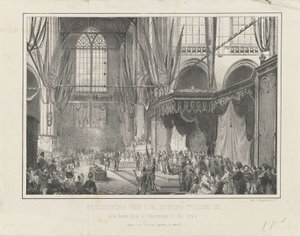 Juramento de S.M. el Rey Guillermo III. en la Nieuwe Kerk de Ámsterdam el 12 de mayo de 1849 (título sobre el objeto) de Anonymous