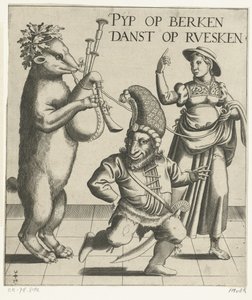 Oso con gaitas Pyp sobre abedules / Danzas sobre ruesken (título sobre objeto) de Anonymous