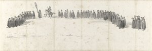 Funeral del difunto rey Guillermo II en Delft el 4 de abril de 1849 (página 2) Cinco hojas contiguas del cortejo fúnebre de Guillermo II en 1849 (título de la serie)