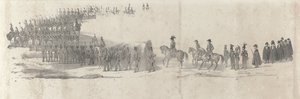Funeral del difunto rey Guillermo II en Delft el 4 de abril de 1849 (página 2) Cinco hojas contiguas del cortejo fúnebre de Guillermo II en 1849 (título de la serie)