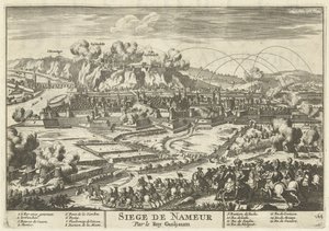 Beleg van Namen puerta koning Willem III, 1695 Siege de Nameur Por Roy Guiljaum (título sobre el objeto) Las Fuerzas de Europa, Asia, África y América (...) Así como los Mapas de las Costas de Francia y España (título de serie sobre objeto) de Anonymous