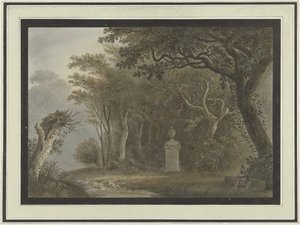Paisaje forestal con monumento a Salomon Gessner de Anonymous