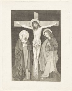 Cristo en la cruz, María y Juan a ambos lados de Anonymous