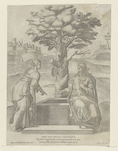 Cristo y la mujer samaritana en el pozo
