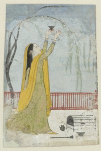 La mujer atrae al pájaro