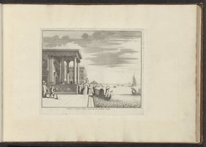Damas de la nobleza esperan una góndola en Venecia Comentar les Femmes Nobles entrent dans les Gondoles à Venise (título sobre el objeto) Palacios y Monumentos de Venecia, Livorno, Nápoles y Roma (título de la serie) de Anonymous