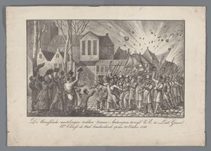 Los amotinados de Bruselas se trasladan a Amberes, mientras que Z.E. de Luit General. mil millones Chassé bombardeó la ciudad, el 28 de octubre de 1830 (título sobre objeto) de Anonymous