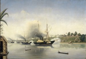 El bombardeo del Kraton del Sultán de Djambi por los buques de la marina gubernamental "Celebes", "Admiral van Kinsbergen" y "Onrust" el 8 de septiembre de 1858 de Anonymous