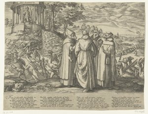 Los gansos persiguen a los zorros, hacia 1572 de Anonymous