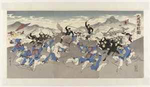 La heroica batalla en Jiuliancheng Kyûrenjô yûsen zu (título sobre objeto) de Anonymous