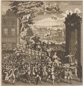El puesto de feria de los comerciantes de acción, 1720 El puesto de Kermis, de los Action boys, Schaft alegría y tristeza, onder 