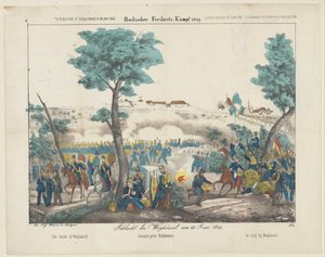 La batalla de Waghäusel, 1849
Schlacht bei Waghäusel am 21 Juni 1849 / The battle of Waghäusel / Bataille près Waghäusel / The battle of Waghäusel (título en el objeto)
Badischer Freiheits-Kampf 1849 (...) El Badensche Freiheits-Kampf en el año 1849 (ser de Anonymous