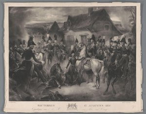 El reemplazo del caballo herido del Príncipe de Orange (luego Rey Guillermo II), durante la batalla de Boutersem, 12 de agosto de 1831 Bautersem 12 de agosto de 1831 (título sobre el objeto) de Anonymous