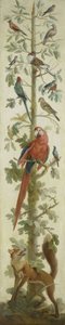 Representación decorativa con plantas y animales