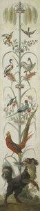 Representación decorativa con plantas y animales