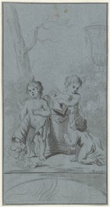 Tres putti por un árbol de Anonymous