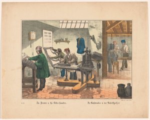 Impresora y fundición tipográfica
El impresor y el fundador de las letras / Der Buchdrucker & der Schriftgietzer (título en el objeto) de Anonymous