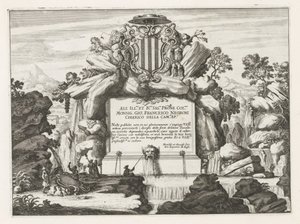 Fuente con dedicatoria y escudo de Giovanni Francesco Negroni Fontane delle ville di Frascati (título de la serie) Fuentes de Frascati (título de la serie) de Anonymous