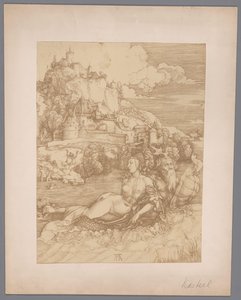 Reproducción fotográfica del grabado Abduction by the Sea Monster de Albrecht Dürer