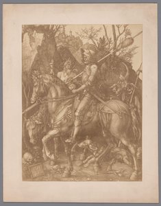 Reproducción fotográfica del grabado Caballero, Muerte y Diablo de Albrecht Dürer de Anonymous