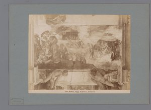 Reproducción fotográfica del fresco El Diluvio de Miguel Ángel en la Capilla Sixtina Roma. cap. sistina Diluvio (título sobre objeto) de Anonymous