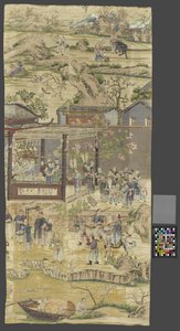 Fragmento de un revestimiento mural con escenas de género chino