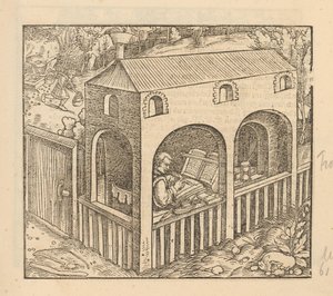 Francesco Petrarca escribe en su casa