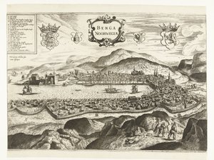 Vista de Bergen (Noruega), 1665 Berga Noruega (título sobre objeto)
