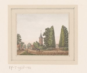 Vista de Oostkapelle con la casa de Rijnsburg en Zelanda de Anonymous