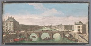 Vista del Pont Royal sobre el río Sena en París, visto hacia el Pont Neuf
Vuë particuliere de Paris, prise du Pont Royal regardant vers le Pont Neuf (título en el objeto) de Anonymous