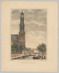 Vista del Westertoren en Amsterdam Wester Toren en Amsterdam (título sobre objeto) Rostros de las Seis Torres Principales de la Ciudad de Ámsterdam. 2do Cahier (título de la serie) de Anonymous
