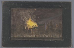 Vista del incendio en el Schouwburg de Ámsterdam el 11 de mayo de 1772 de Anonymous