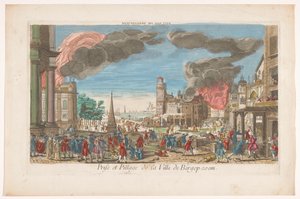 Vista de la captura y el saqueo de Bergen op Zoom por los franceses en 1747
Saqueo de Bergopzom (título en el objeto)
