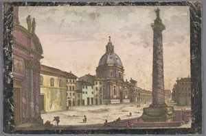 Vista de la iglesia de Santa María de Loreto y de la Columna de Trajano en Roma de Anonymous