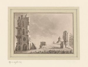 Vista de las ruinas de Huis ter Kleef cerca de Haarlem de Anonymous