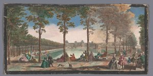 Vista de la parte superior del techo del Palacio de Fontainebleau
Vista del estanque de Fontainebleau y de la Cour des Fontaines en la distancia (título en el objeto) de Anonymous