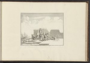Vista de un palacio y estatuas en el paseo marítimo de Génova Le Palais orné de Statues, au bord dela Mer à Gennes (título sobre el objeto) Palacios y Monumentos de Venecia, Livorno, Nápoles y Roma (título de la serie)