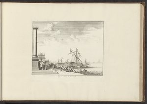Vista de un palacio en Livorno Palais de Livorne au bord dela Mer (título sobre objeto) Palacios y Monumentos de Venecia, Livorno, Nápoles y Roma (título de la serie) de Anonymous